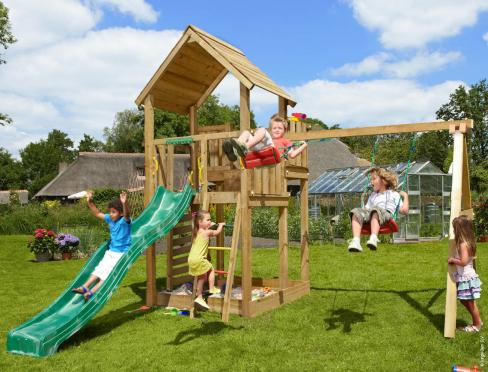 Jungle Palace | Wooden climbing frame with double swing