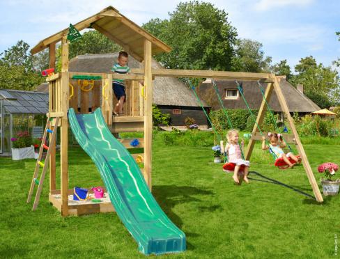 Jungle Sierra | Wooden climbing frame with double swing
