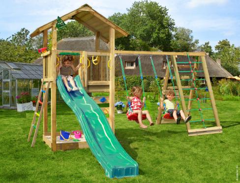 Jungle Sierra | Wooden climbing frame with swings & climbing net