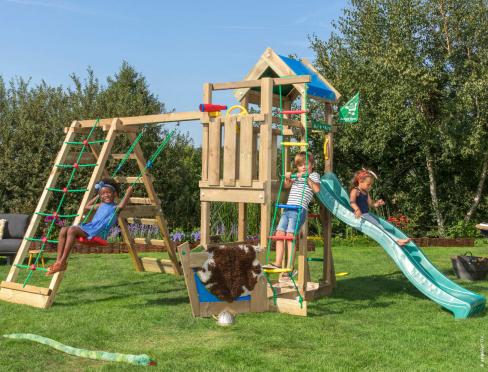 Jungle Viking | Wooden climbing frame with swing & climbing net